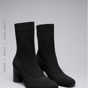 Elegant Black Ankle KNIT SOCK BOOTS